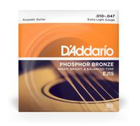 D'Addario EJ15-3D Phosphor Bronze Acoustic Guitar Strings Extra Light 10-47 3 Pa
