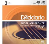 D'Addario EJ15-3D Extra Light 10-47 Guitar Strings 3 SETS