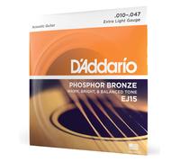 Acoustic Guitar Strings D'Addario EJ15 Phosphor Bronze, Extra Light Gauge 10-47.