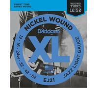 D'Addario EJ21 Nickel Wound, Jazz Light, Electric Guitar Strings 12-52