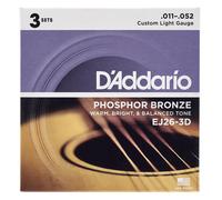DAddario EJ26 3D Phosphor Bronze Custom Light 11-52 x 3 Pack