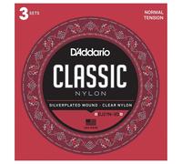 D'Addario EJ27N Student Nylon Classical Guitar Strings, Normal Tension, 3 Sets