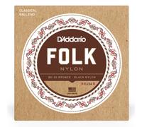 D'Addario Guitar Strings - Folk Nylon Guitar Strings - EJ34 Classical Guitar Strings - Nylon Core, Ball End - 80/20 Bronze Wrap, Black Nylon Trebles