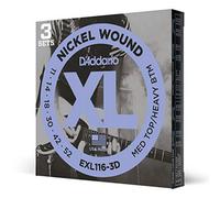 Daddario Electric Guitar Strings, Xl Nickel, Exl 116-3 D, Medium Top / Heavy Bottom Gauge 11-52, 6-String Set, Pack Of 3