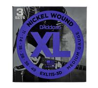 DAddario EXL115-3D Medium/Blues-Jazz Rock 11-49 3 Pack
