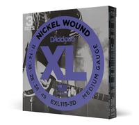 D'Addario EXL115-3D Nickel Wound Electric, Jazz/Blues Rock, 11-49, 3 Pack