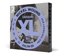 D'Addario Guitar Strings - XL Nickel Electric Guitar Strings - EXL116-3D - Perfect Intonation, Consistent Feel, Reliable Durability - For 6 String Guitars - 11-52 Medium Top/Heavy Bottom, 3-Pack