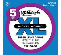 D'Addario EXL120 09-42 Nickel Round Wound 5-Pack