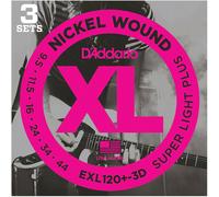 D'Addario EXL120+-3D Electric Guitar Strings, Super Light Plus, 9.5-44, 3 SETS