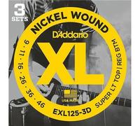 D'addario EXL125-3D Electric Guitar Strings 9-46 SUPER LIGHT 3 x Sets