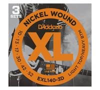 DAddario EXL140-3D Nickel Wound Light Top/Heavy Bottom 10-52 3-Pack