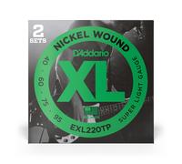 D'Addario Bass Strings EXL220TP - Nickel Wound 4-String, Super Light 40-95, Long Scale Twin Pack