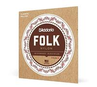 D'Addario Guitar Strings - Folk Nylon Guitar Strings - EJ34 Classical Guitar Strings - Nylon Core, Ball End - 80/20 Bronze Wrap, Black Nylon Trebles