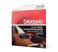 D'Addario Guitar Strings - Acoustic Guitar Strings - Flat Tops Phosphor Bronze - For 6 String Guitar - Warm, Semi-Bright Tone - EFT17 - Medium, 13-56