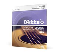 D'Addario Acoustic Guitar Strings - Phosphor Bronze EJ26 - Warm, Bright Tone - Custom Light 11-52