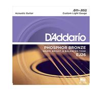 D'Addario Guitar Strings - Acoustic Guitar Strings - Phosphor Bronze - For 6 String Guitar - Warm, Bright, Balanced Tone - EJ26 - Custom Light, 11-52