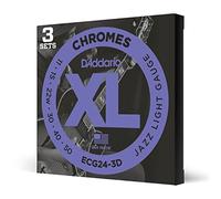 D'Addario Guitar Strings - XL Chromes Electric Guitar Strings - Flat Wound - Polished for Ultra-Smooth Feel and Warm, Mellow Tone - ECG24-3D - Jazz Light, 11-50, 3-Pack