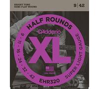 D'Addario Half Round Electric Strings EHR320, 9-42, Super Light | D'Addario Half Round electric strings deliver smooth feel, warm tone, reduced finger noise and dependable tuning stability.