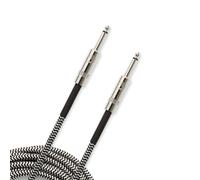 D’Addario Accessories Custom Series Braided Guitar Cable - Instrument Cable with Nickel Plated ¼ Inch Ends - Protects Guitar Cord Against Cuts, Kinking - 15 feet - Grey