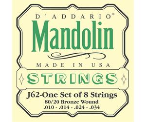 DAddario J62 80/20 Bronze Mandolin Strings Light 10-34