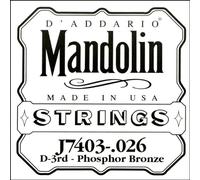 D'Addario J7403 Phosphor Bronze Mandolin Single String, Third String.026
