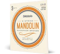 D'Addario Mandolin Strings, Phosphor Bronze, EJ74-3D, Medium Gauge 11-40, 8-Str