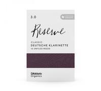D’Addario Woodwinds - Organic Reserve Classic German Clarinet Reeds - Reeds for Clarinet - Individually Sealed - Unfiled, Strength 3.0, 10-Pack