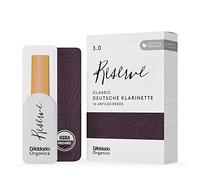D’Addario Woodwinds - Organic Reserve Classic German Clarinet Reeds - Reeds for Clarinet - Individually Sealed - Unfiled, Strength 3.0, 10-Pack