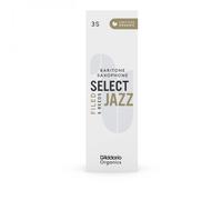 D'Addario Baritone Sax Reeds Organic Select Jazz Filed 3S Individually Sealed 5-Pack