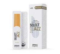 D'Addario Tenor Sax Reeds – Organic Select Jazz, Filed, Medium (4), Individually Sealed, 5-Pack