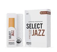 D’Addario Woodwinds - Organic Select Jazz Soprano Saxophone Reeds - Soprano Sax Reeds - Individually Sealed - Unfiled, Hard, Strength 4, 10-Pack