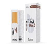 D’Addario Woodwinds - Organic Select Jazz Tenor Saxophone Reeds - Tenor Sax Reeds - Individually Sealed - Unfiled, Medium, Strength 3, 5-Pack