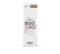 D’Addario Woodwinds - Organic Select Jazz Tenor Saxophone Reeds - Tenor Sax Reeds - Individually Sealed - Unfiled, Medium, Strength 3, 5-Pack