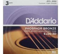 D'Addario Phosphor Bronze Acoustic Guitar Strings 3 Pack 11-52 EJ26-3D