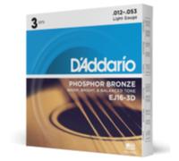 D'Addario Phosphor Bronze Acoustic Guitar Strings 3 Pack 12-53 EJ16-3D