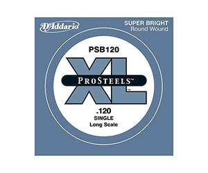 D'Addario PSB120T ProSteels Bass Guitar Single String, Long Scale, .120, Tapered
