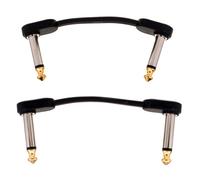 D’Addario Accessories Classic Series Flat Guitar Patch Cables - Guitar Pedal Cable with ¼ Inch Ends - Durable & Reliable - Instrument Cable for Pedalboards - 2in Right Angle - 2-Pack