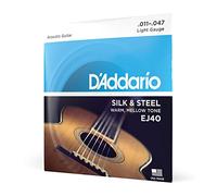 D'Addario Silk & Steel Acoustic Guitar Strings - EJ40-6 String - Warm, Mellow Tone - Light, 11-47