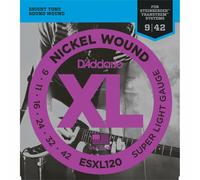 D'Addario Electric Guitar Strings ESXL120 - Super Light 9-42 Nickel Double Ball-End