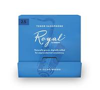 D'Addario Woodwinds - Royal Tenor Saxophone Reeds - Tenor Sax Reeds with Strong Spine - Tenor Saxophone Reeds - Great for Classical or Jazz - Strength 2.5, 25-Pack