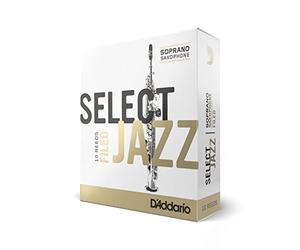 D'Addario Woodwinds Select Jazz Soprano Sax Reeds, Filed, Strength 2 Hard, 10-Pack