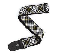 D'Addario Woven Guitar Strap, Tartan - Black, White, and Yellow,
