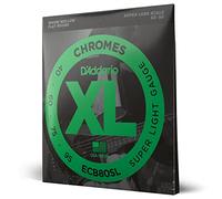 D'Addario XL Chromes Flat Wound Bass Guitar Strings - ECB80SL - Super Long Scale - Multicolor, Super Light, 40-95