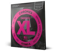 D'Addario XL Chromes Flat Wound Bass Guitar Strings - ECB81-5 - 5 String - Long Scale - Regular Light, 45-132