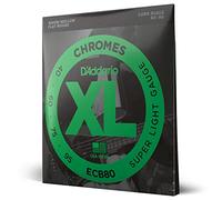 D'Addario XL Chromes Flatwound Bass Strings ECB80, 40-95, Super Light | XL Chromes flatwound bass strings deliver smooth feel, warm tone, reduced finger noise and exceptional durability.