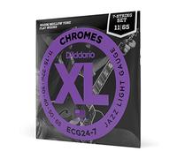 D'Addario Guitar Strings - XL Chromes Electric Guitar Strings - Flat Wound - Polished for Ultra-Smooth Feel and Warm, Mellow Tone - ECG24-7 - Jazz Light, 7-String, 11-65, 1-Pack