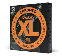 D'Addario ECG23 Chromes Flat Wound Electric Guitar Strings, 3 Sets, Grey, Extra Light, 10-48