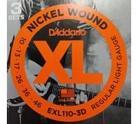 D'Addario XL Nickel Electric Guitar Strings 3 Pack 10-46 EXL110-3D
