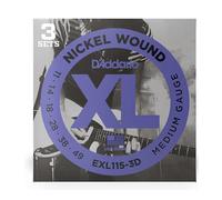 D'Addario EXL115-3D Nickel Wound Electric, Jazz/Blues Rock, 11-49, 3 Pack