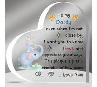 Daddy Acrylic Plaques Father's Day Gifts Appreciate Papa Birthday Heart Sign Home Decorations Christmas Pappy I Love You Souvenirs from Son Daughter to Dad Retirement Cute Elephants Pattern